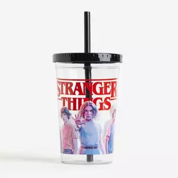 Стакан с крышкой H&M Stranger Things, черный/мультиколор