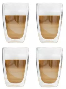 Стаканы для латте макиато, 400 мл, изоляционное стекло с двойными стенками, удлиненное, сохраняющее тепло, размеры 9 x 14 см (4 шт.) HI