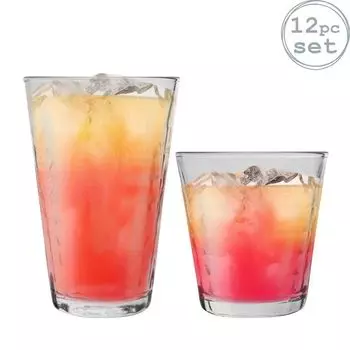 Стаканы для питья Duralex Prisme — стаканы 220 мл, хайболлы 330 мл — прозрачные — набор из 12 шт