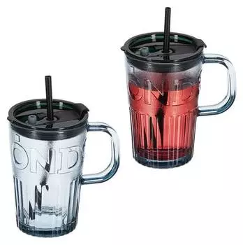 Стаканы для питья в наборе из 2 штук с ручками. Relaxdays, серый