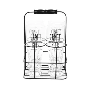 Стаканы для сока Стаканы для коктейля ПИВНОЙ НАБОР РАЯ на металлической подставке 4 шт. 0,4 л ХОМЛА Homla, прозрачный