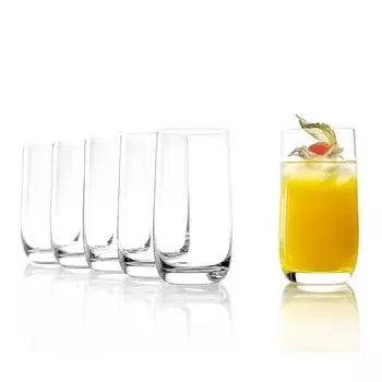 Стаканы для сока Stlzle Lausitz, стаканы для воды из серии Weinland, 315 мл, набор из 6 штук, можно мыть в посудомоечной машине, хрустальный стакан без свинца, высокое качество, прозрачный