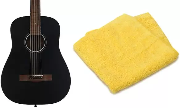 Стальная акустическая гитара Fender FA-15 в масштабе 3/4 - черный комплект с двухсторонней сверхмягкой полирующей тканью из микрофибры Fender 0971170106=1 0990524000=1