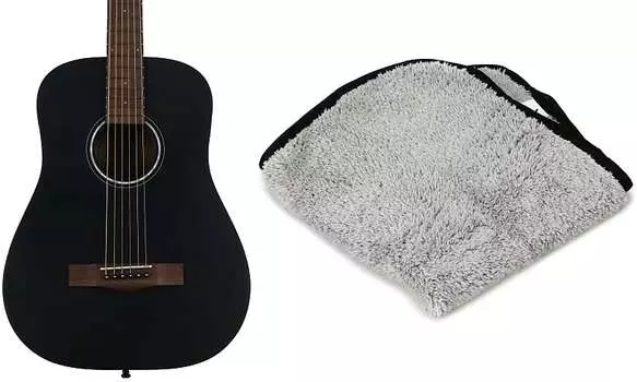 Стальная акустическая гитара Fender FA-15 в масштабе 3/4 - черный комплект с полировальной тканью из микрофибры Fender Premium Plush 0971170106=1 0990525000=1