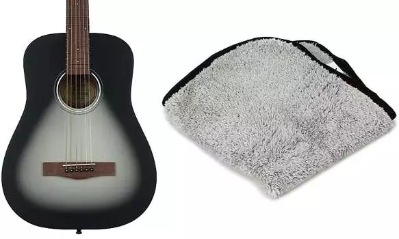 Стальная акустическая гитара Fender FA-15 в масштабе 3/4 — комплект Moonlight с плюшевой салфеткой из микрофибры Fender премиум-класса 0971170135=1 0990525000=1