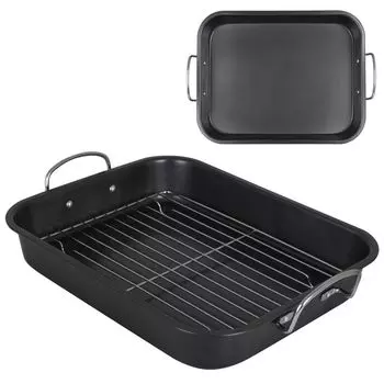 Стальная противень с решеткой, форма для запекания, прямоугольная жаровня, антипригарное покрытие, жаровня для гуся, квадратная жаровня для гуся Koopman