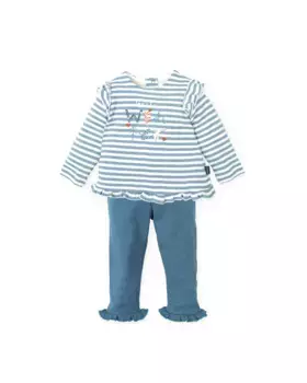 Стальной комплект из двух предметов для девочки в полоску Tutto Piccolo, серый