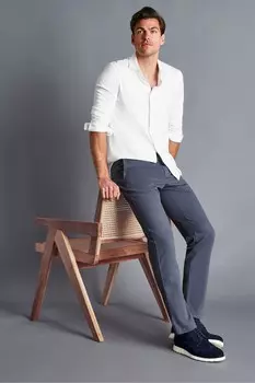 Стальные облегающие брюки чиносы Ultimate Non Gear Charles Tyrwhitt, синий