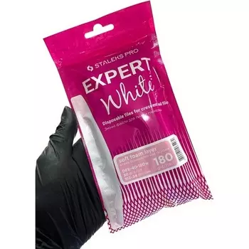 Staleks Белые одноразовые пилочки для ногтей Crescent, зернистость 180, 30 шт.