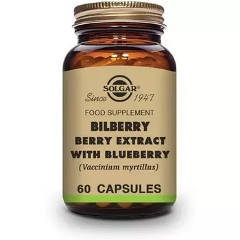 Стандартизированные растительные капсулы с экстрактом ягод черники полной эффективности, 60 шт., Solgar