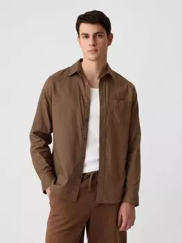 Стандартная льняная рубашка Gap, коричневый