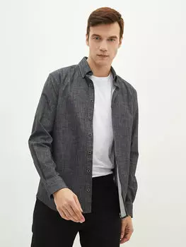 Стандартная мужская рубашка из габардина с длинными рукавами LC Waikiki Basic