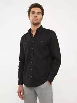 Стандартная мужская рубашка из габардина с длинными рукавами LC Waikiki Basic