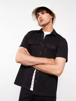 Стандартная мужская рубашка из габардина с короткими рукавами LCW Casual