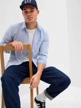 Стандартная оксфордская рубашка в клетку Gap, синий