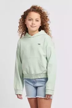 Стандартная толстовка для девочек с капюшоном и нашивкой Lee, зеленый