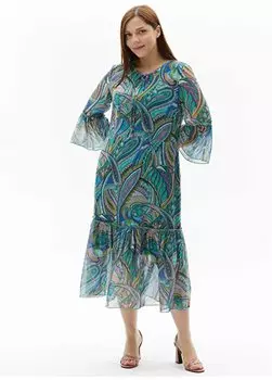 Стандартное женское платье Saks с круглым вырезом и принтом 24YSL7442-BB Selen