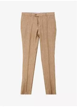 Стандартные бежевые мужские брюки с нормальной талией и прямыми штанинами BBSS24MPT007 Brooks Brothers, бежевый