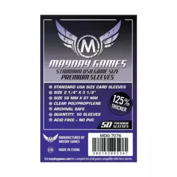 Стандартные конверты для карт премиум-класса США 56 x 87 мм (50 шт.), Board Game Sleeves (Mayday Games)