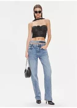 Стандартные синие женские джинсовые брюки с высокой талией 240J1107 Karl Lagerfeld Jeans, синий