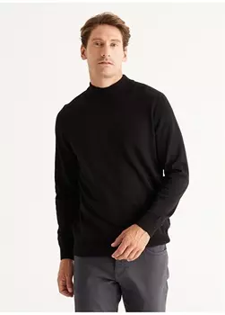 Стандартный черный мужской свитер с полуводолазкой Altnyldz Classic