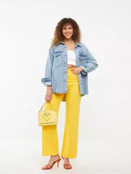 Стандартный крой Прямые широкие женские брюки из габардина LCW Casual