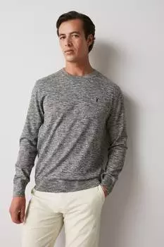 Стандартный меланжевый свитер с круглым вырезом Next, серый