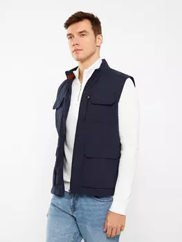 Стандартный мужской жилет с воротником-стойкой LCWAIKIKI Classic, темно-синий