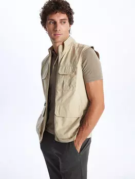 Стандартный мужской жилет с воротником-стойкой LCWAIKIKI Classic, бежевый