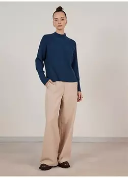 Стандартный однотонный женский свитер с воротником-стойкой Yargc