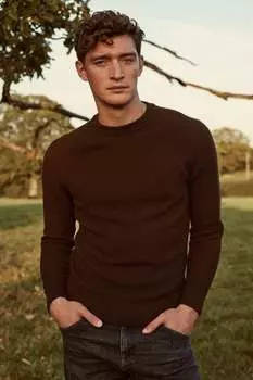 Стандартный свитер фактурной вязки Next, коричневый