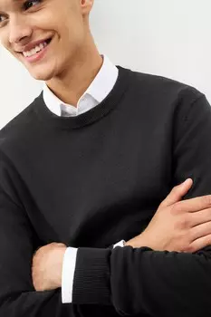 Стандартный свитер из чистого хлопка Next, черный