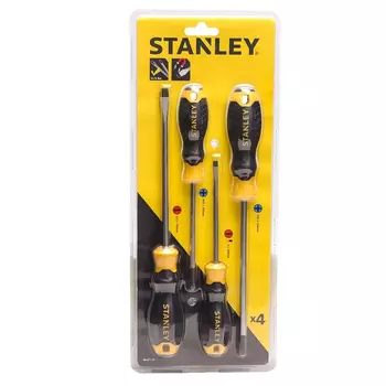 STANLEY, 4 предмета, серия B, крестовая отвертка с плоской головкой и пластиковой ручкой, отвертка для электрика, набор отверток для домашнего ремонта 66-671