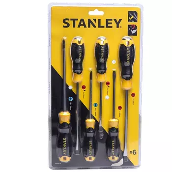 Stanley 6-предметная крестовая отвертка с плоской головкой и пластиковой ручкой серии B, отвертка для электрика, набор отверток для домашнего ремонта 66-672