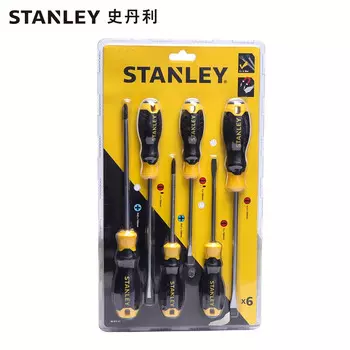 Stanley, 6 предметов, пластиковая ручка серии B, набор крестовых отверток, электрическая отвертка, небольшой конус для домашнего ремонта, сильный магнитный инструмент, промышленный класс 66-672-23
