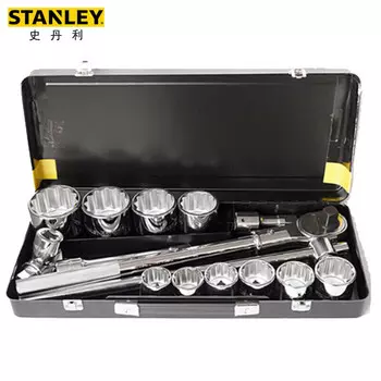 Stanley 91-943-23C Набор из 15 предметов, набор метрических головок серии 19 мм, набор торцевых ключей с храповым механизмом