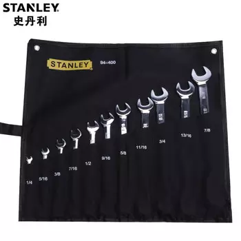Stanley 94-400-22 Набор из 11 полированных длинных гаечных ключей двойного назначения в британском стиле, набор открытых ключей для цветов сливы