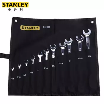 Stanley 94-400-22 Набор из 11 полированных длинных гаечных ключей двойного назначения в британском стиле, набор открытых ключей для цветов сливы