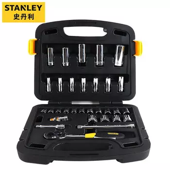 Stanley Набор быстроразъемных торцевых ключей с храповым механизмом среднего размера, метрический размер, 31 предмет 91-937-22