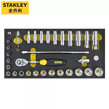 Stanley Набор держателей инструментов из этиленвинилацетата, 33 предмета, шестигранный торцевой ключ с храповым механизмом серии 3/8 дюйма 90-030-23