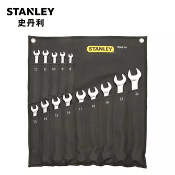 Stanley Набор длинных полированных метрических ключей двойного назначения, метрический полированный ключ из 14 предметов 93-614-22