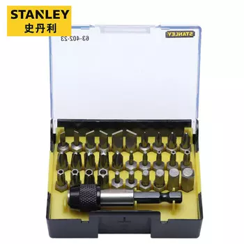 Stanley Набор головок отвертки серии 6,3 мм из 31 детали и быстросъемного магнитного адаптера 63-402-23