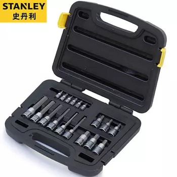 Stanley Набор из 18 предметов, серия 6,3 мм/12,5 мм, набор головок для отверток, набор инструментов для ремонта машины, 91-940-22
