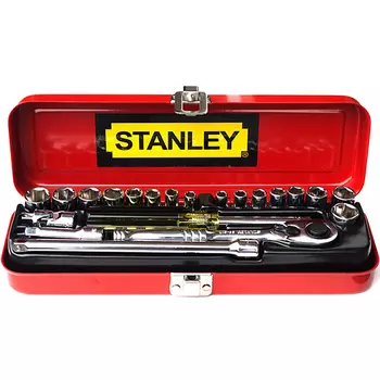 Stanley Набор из 21 предмета, 6,3 мм, малые метрические ключи с храповым механизмом, набор торцевых ключей 89-507-22