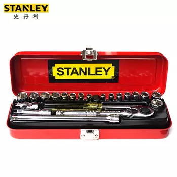 Stanley Набор из 21 предмета, набор метрических и дюймовых ключей диаметром 6,3 мм, набор маленьких торцевых ключей с храповым механизмом 1/4 89-507