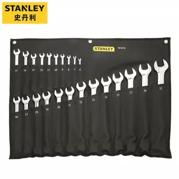 STANLEY Набор из 23 метрических ключей двойного назначения, набор рожковых ключей Torx, сливной ключ 6–32 мм 93-616-22