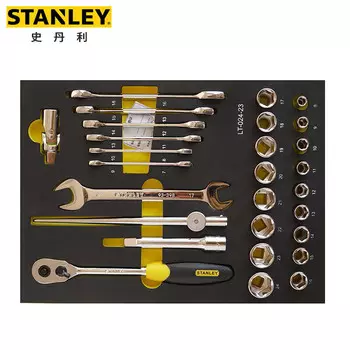 STANLEY, набор из 28 предметов, серия 12,5 мм, метрический держатель инструмента, торцевой ключ, набор для ремонта автомобиля LT-024