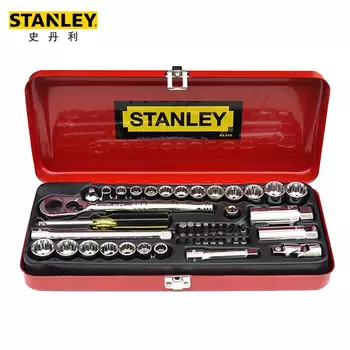 Stanley Набор из 46 предметов серии 6,3 мм, 10 мм, метрический и дюймовый набор инструментов для ремонта автомобилей малого и среднего размера 89-516