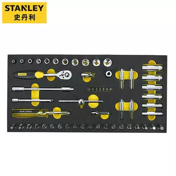 STANLEY Набор из 56 предметов. Торцевой ключ с храповым механизмом 1/4 дюйма. Набор держателей инструментов из ЭВА 90-029-23