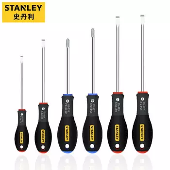 Stanley Набор из 6 отверток с трехцветной ручкой, набор отверток с плоским лезвием 65-428-14